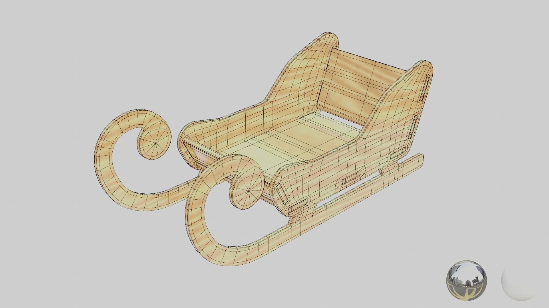Wooden Toy Sleigh 3D model_13