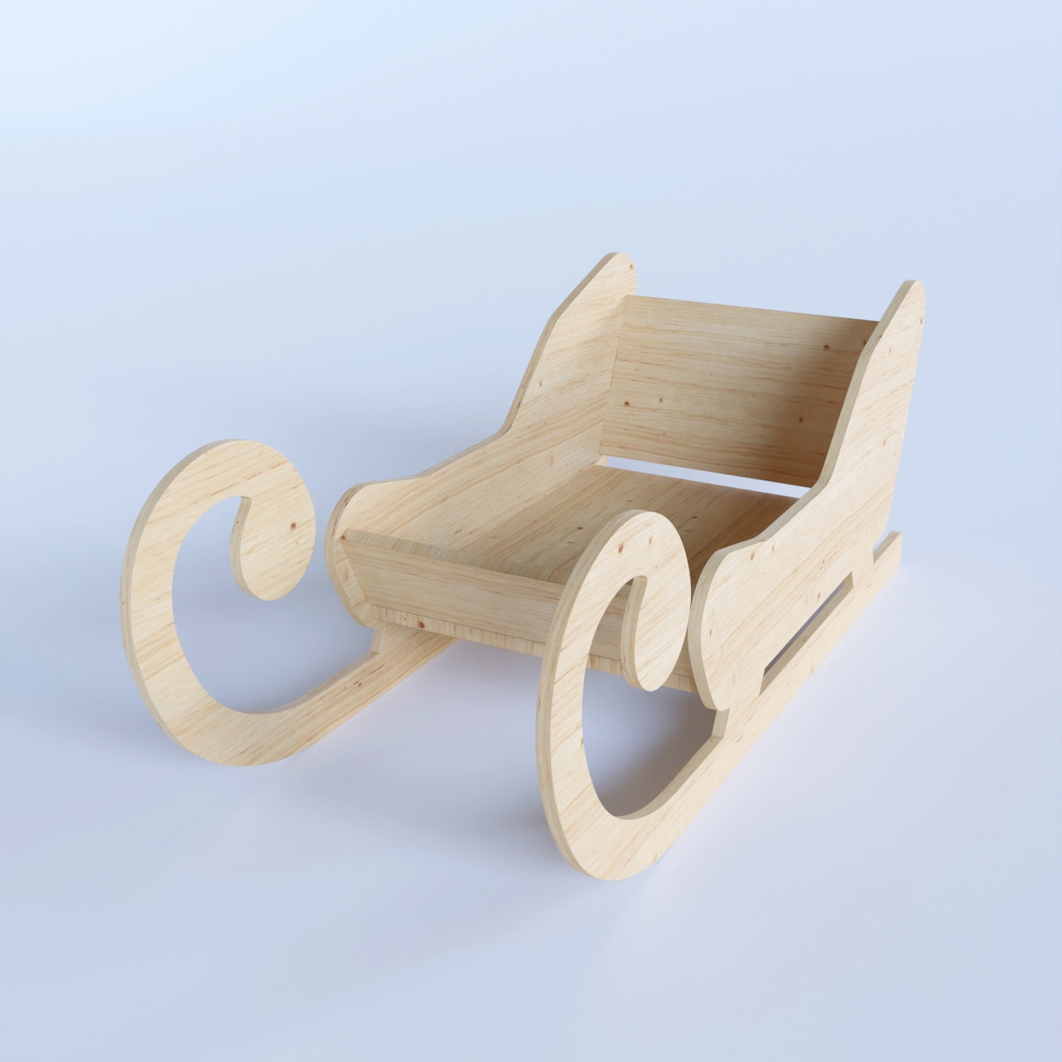 Wooden Toy Sleigh 3D model_9