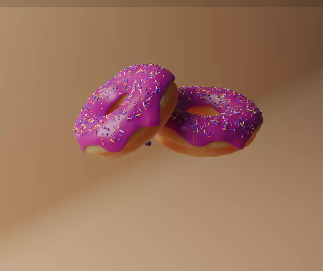 Donut two donuts with sprinkles 3D model