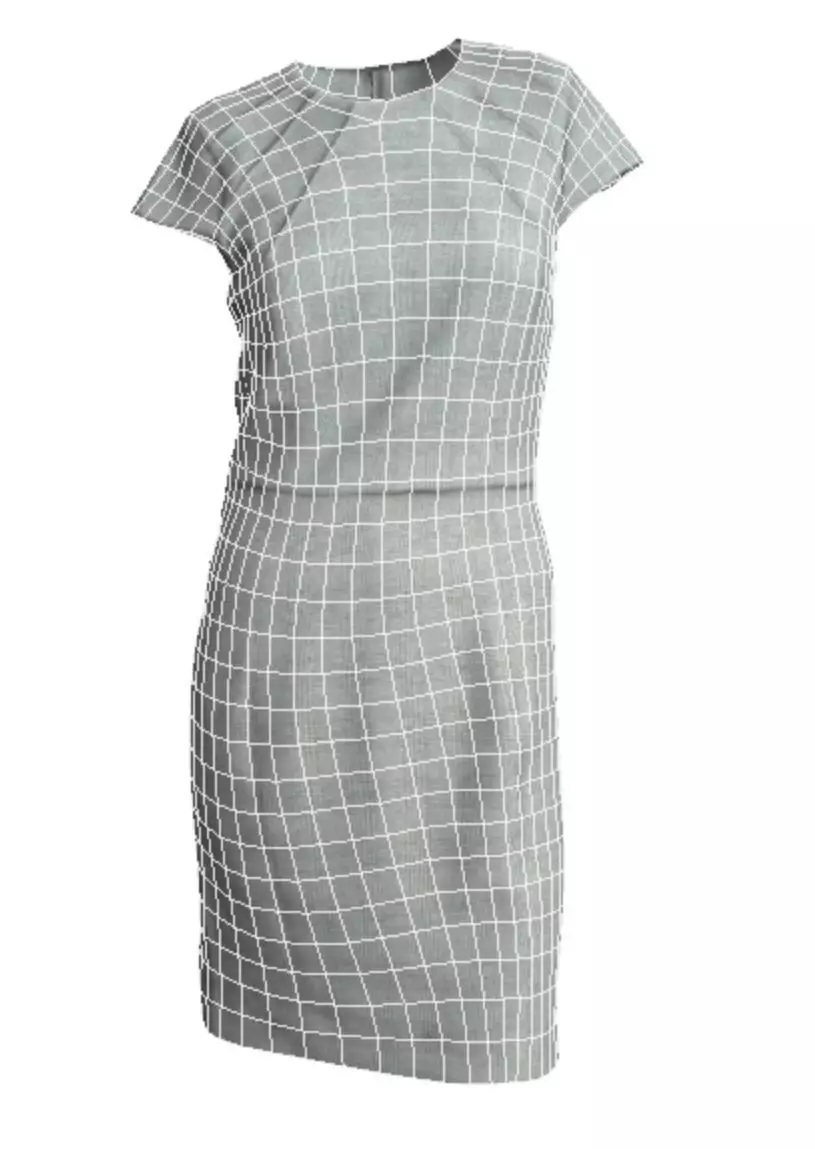 Beautiful Business Casual Female Dress Low-poly 3D model_0
