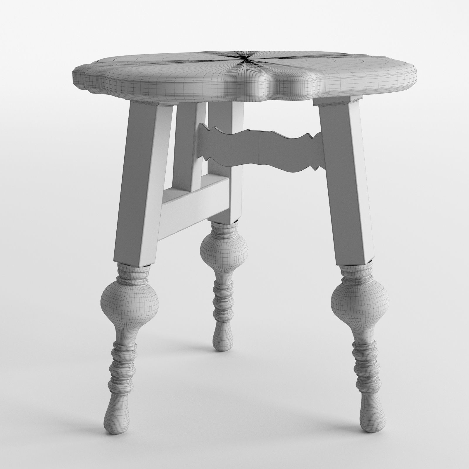 Vintage stool 3D model_1