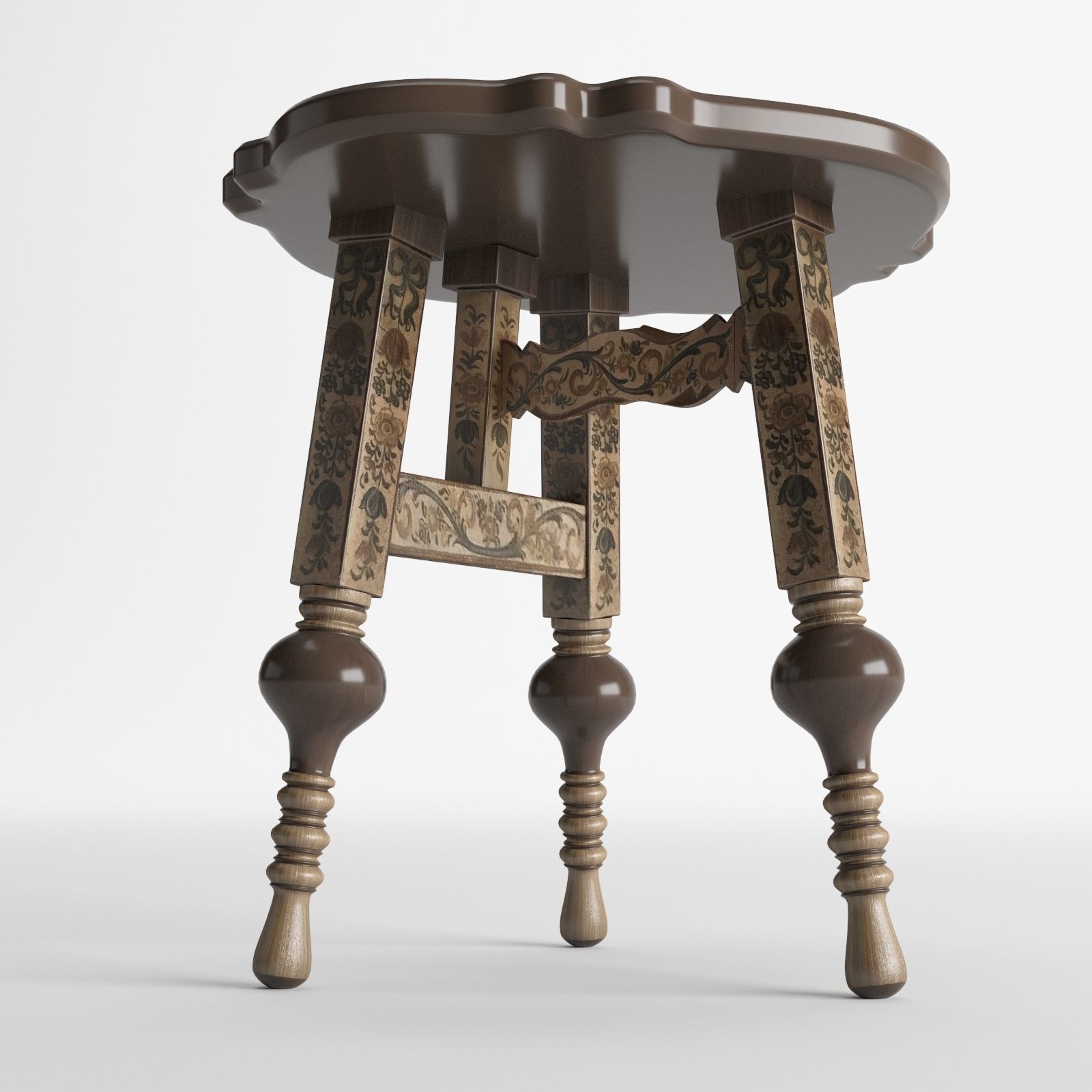 Vintage stool 3D model_2