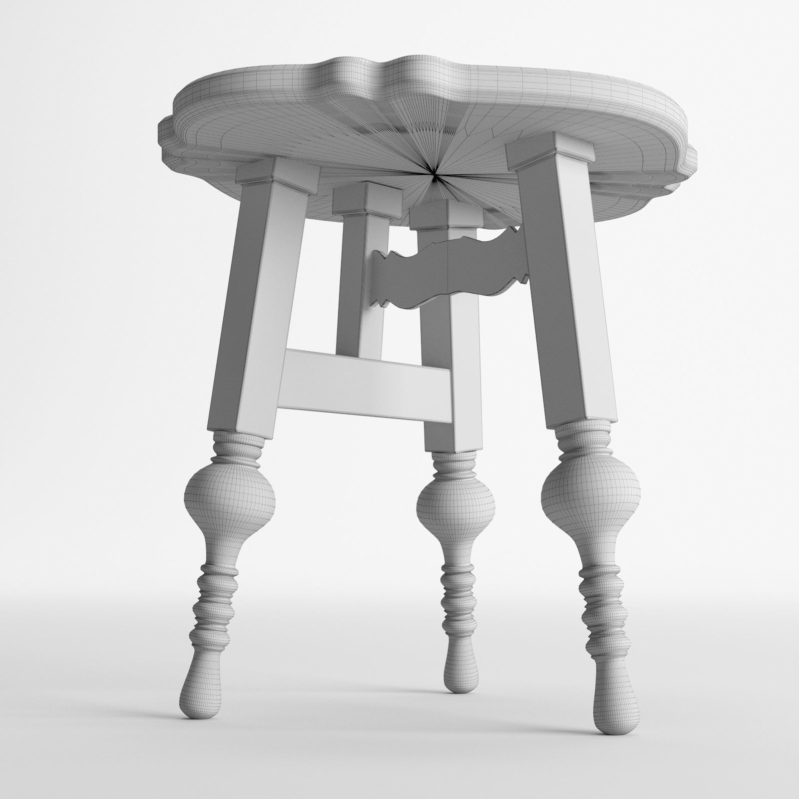 Vintage stool 3D model_3