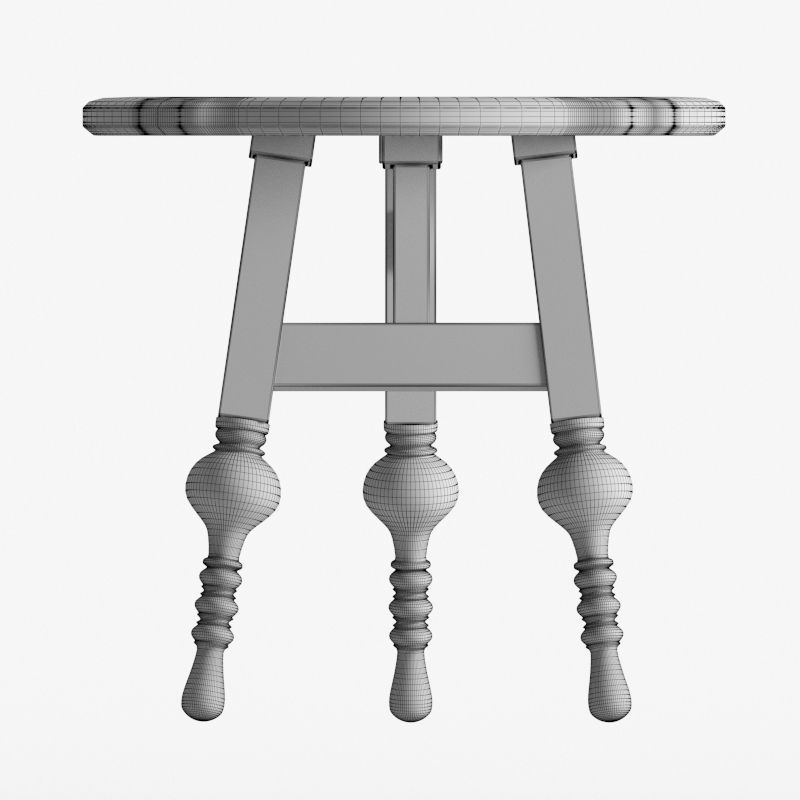 Vintage stool 3D model_5
