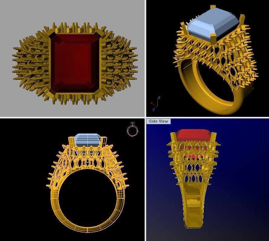 emerald marquee ring 3D print model_1