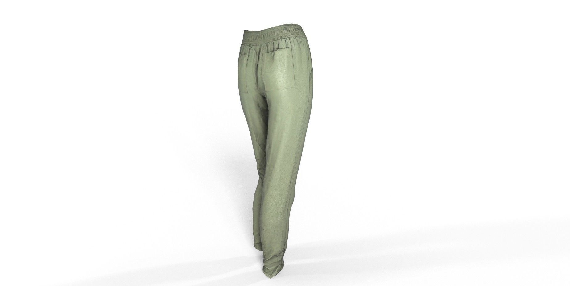Female Green Pants Low-poly 3D model_2