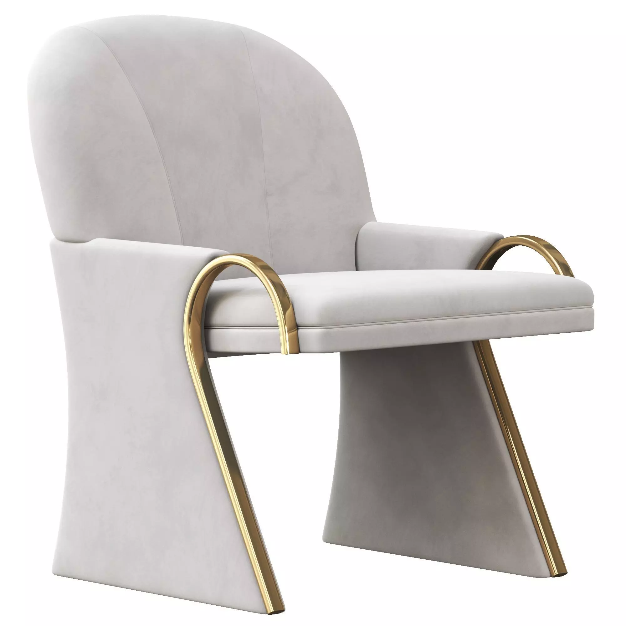 Uncommon Brass and Upholstered Art Deco Revival Lounge Chairs 3D model