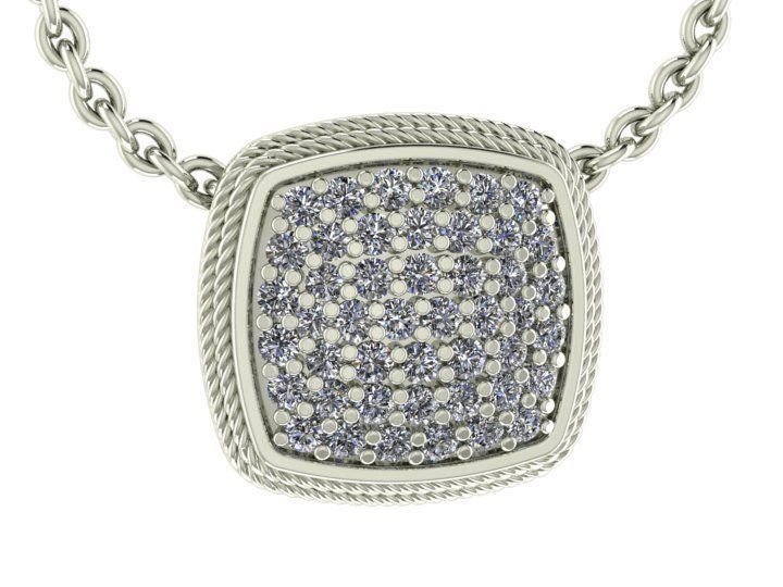 Sqaure Pave Pendant 2 Rope Pattern 3D print model_4