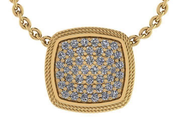 Sqaure Pave Pendant 2 Rope Pattern 3D print model_2