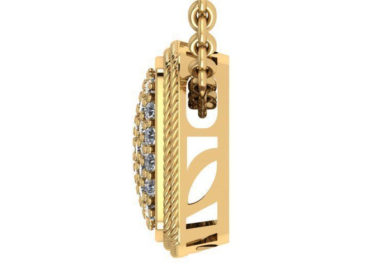 Sqaure Pave Pendant 2 Rope Pattern 3D print model_3