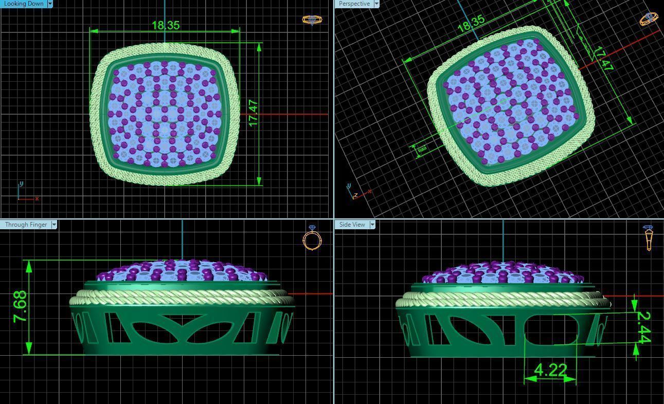 Sqaure Pave Pendant 2 Rope Pattern 3D print model_1