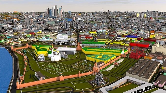 Moscow city of Russia 2021 Low-poly 3D model