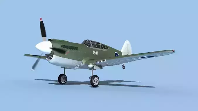 Curtiss P-40F Tomahawk V07 RAAF 3D model