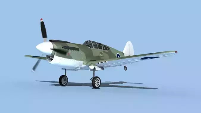 Curtiss P-40F Tomahawk V08 RAAF 3D model