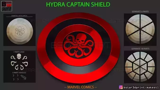 The Shield Hydra captain America - Hail Hydra - Marvel comics  3D print model