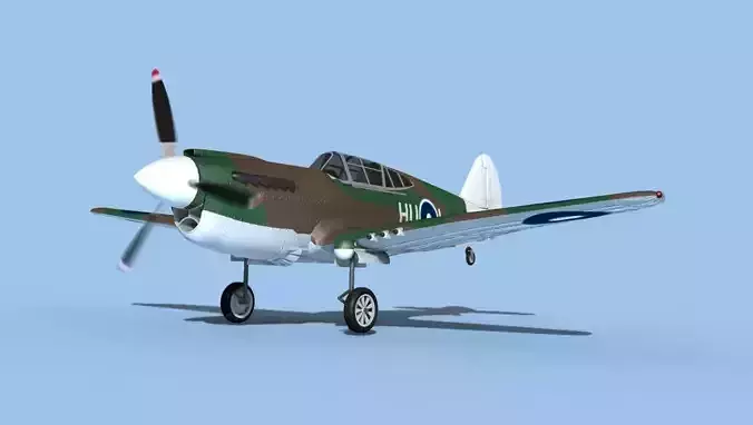 Curtiss P-40F Tomahawk V09 RAAF 3D model