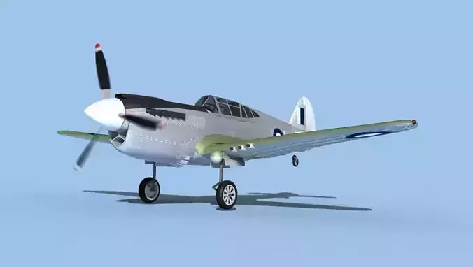 Curtiss P-40F Tomahawk V10 RAAF 3D model