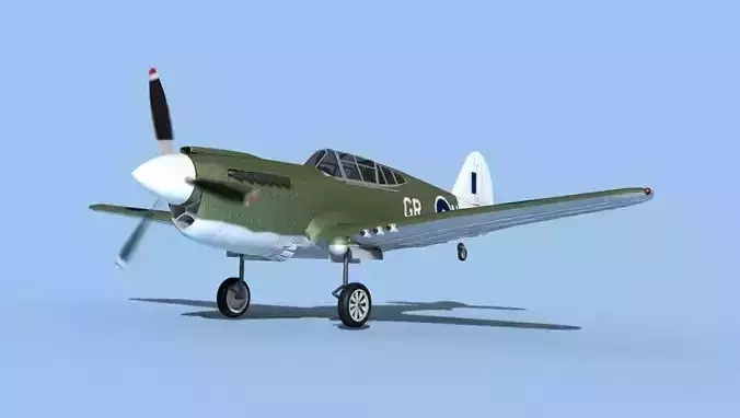 Curtiss P-40F Tomahawk V11 RAAF 3D model