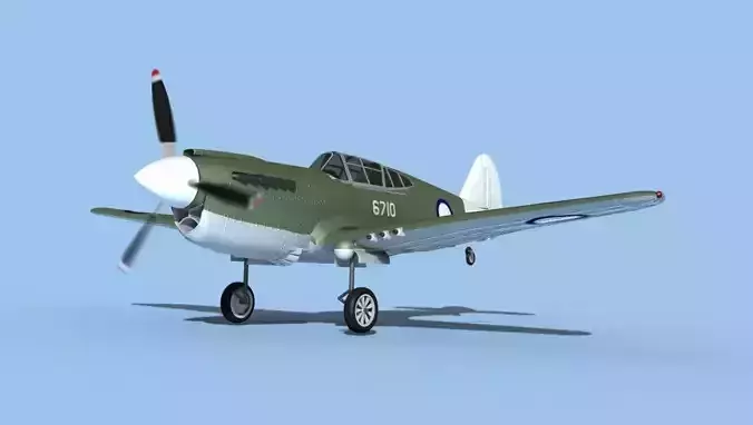 Curtiss P-40F Tomahawk V12 RNZAF 3D model