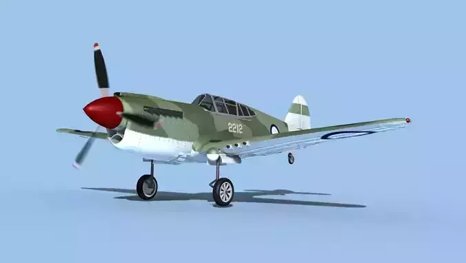 Curtiss P-40F Tomahawk V13 RNZAF 3D model