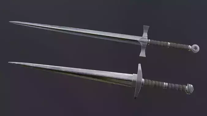 Two low-poly swords 3D models Low-poly 3D model