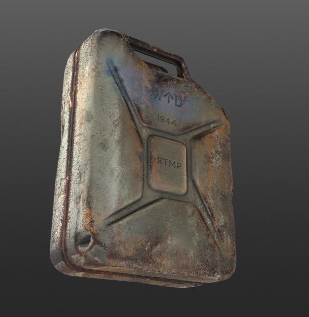Jerrycan PBR 3d Model - Game Ready old rusty gun Low-poly 3D model_4