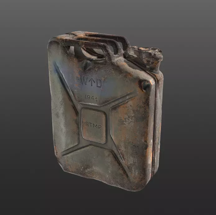 Jerrycan PBR 3d Model - Game Ready old rusty gun Low-poly 3D model_0