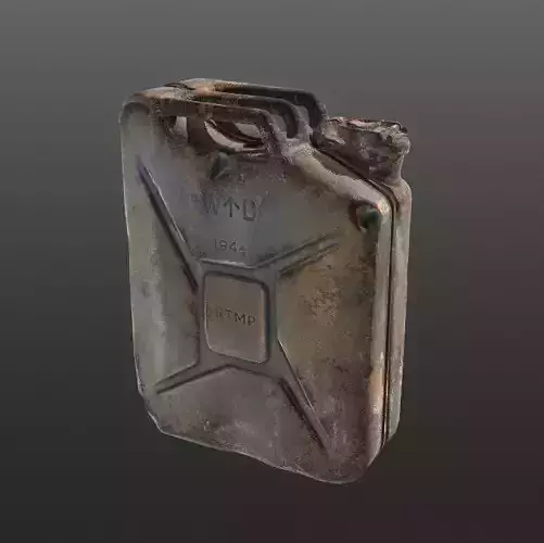 Jerrycan PBR 3d Model - Game Ready old rusty gun