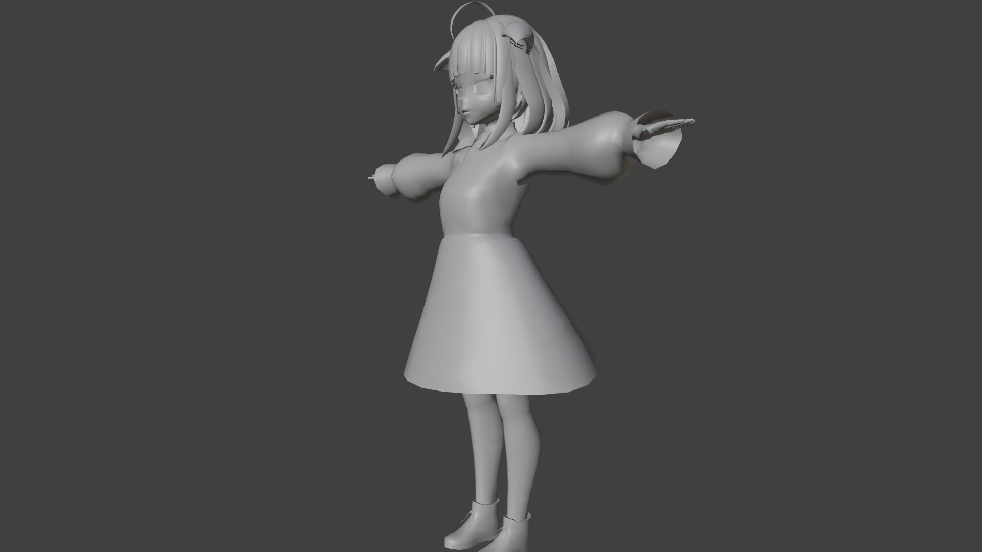 cute anime girl character - Yuko Low-poly 3D model_9