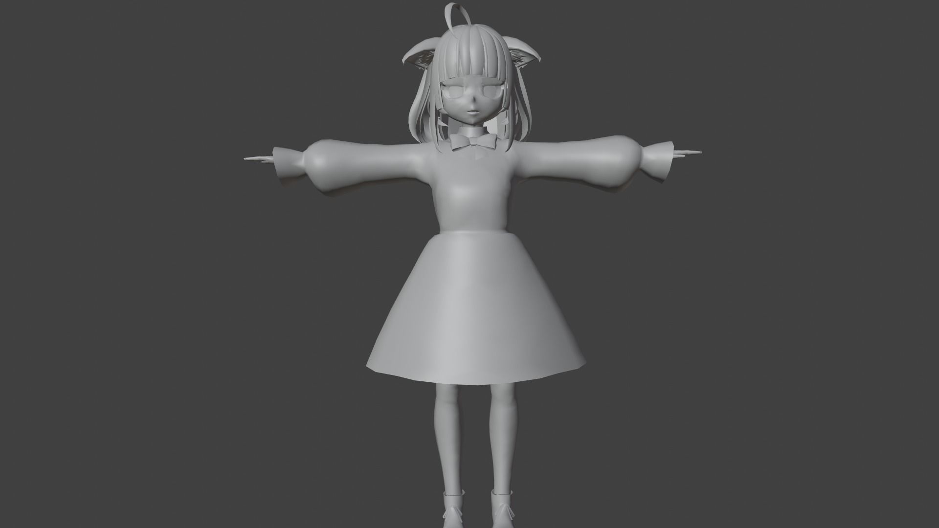 cute anime girl character - Yuko Low-poly 3D model_7
