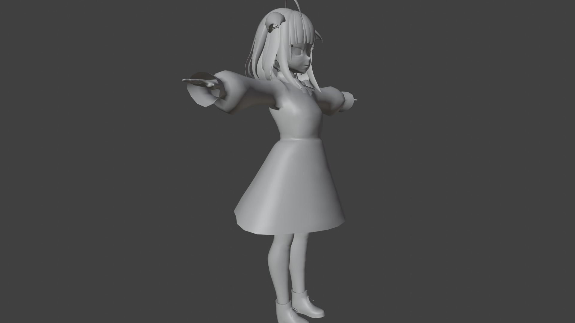 cute anime girl character - Yuko Low-poly 3D model_8