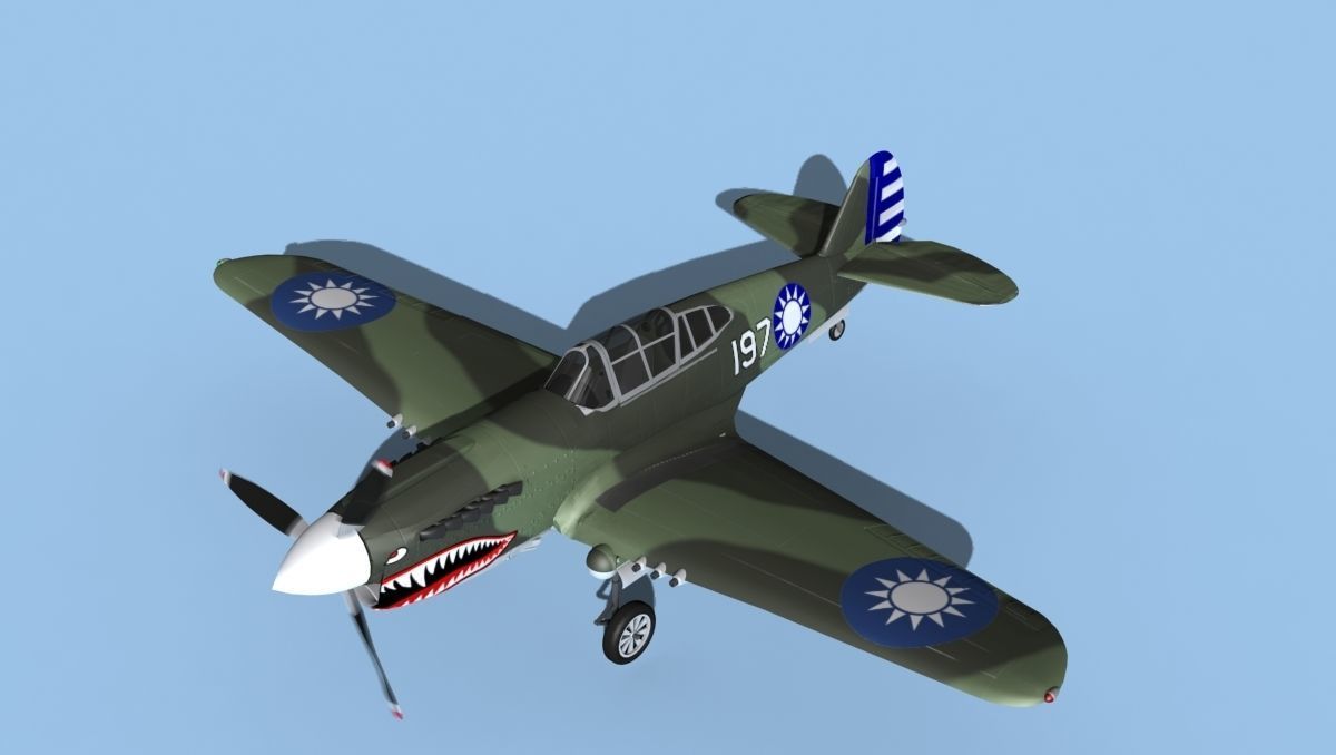 Curtiss P-40F Tomahawk V14 China 3D model_10