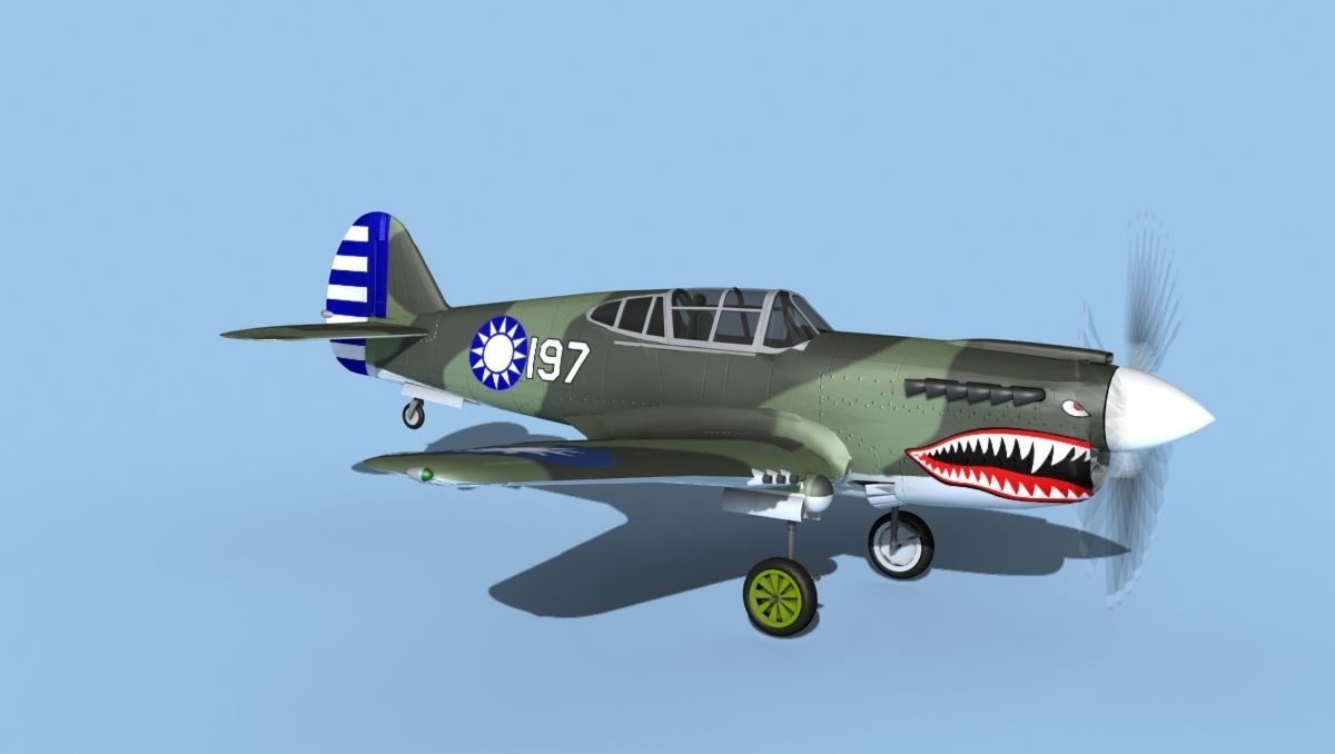 Curtiss P-40F Tomahawk V14 China 3D model_3