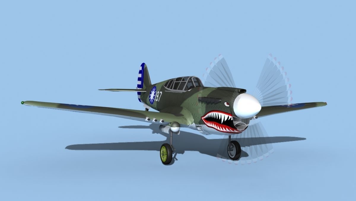 Curtiss P-40F Tomahawk V14 China 3D model_2