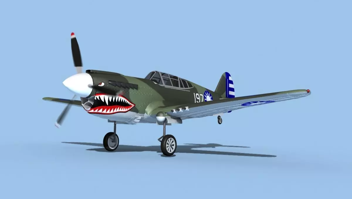 Curtiss P-40F Tomahawk V14 China 3D model_0