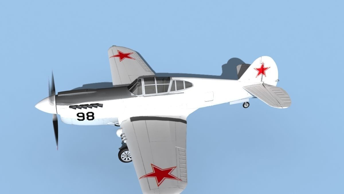 Curtiss P-40F Tomahawk V17 Soviet Union 3D model_9