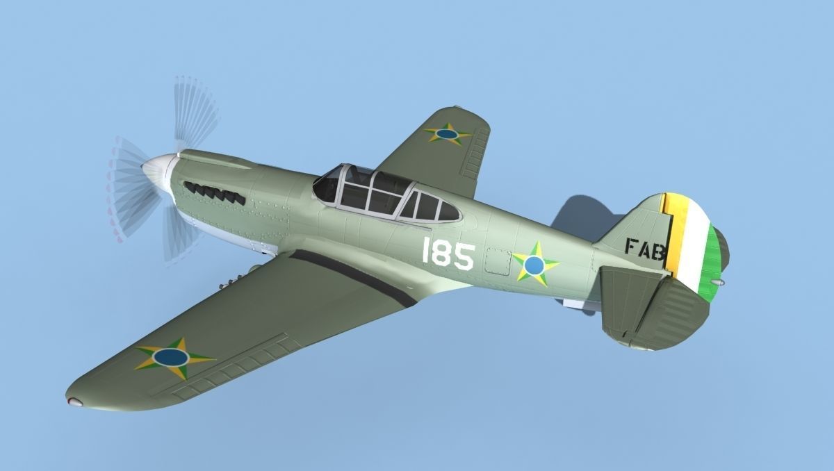 Curtiss P-40F Tomahawk V18 Brazil 3D model_8