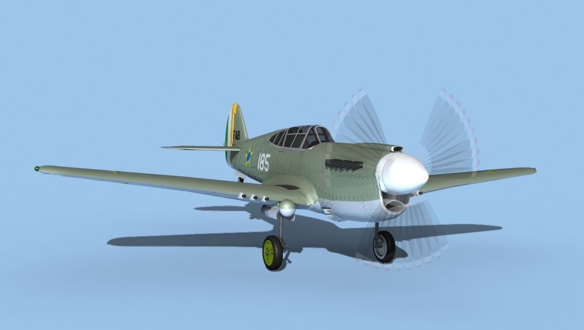 Curtiss P-40F Tomahawk V18 Brazil 3D model_2
