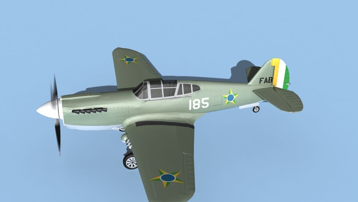 Curtiss P-40F Tomahawk V18 Brazil 3D model_9