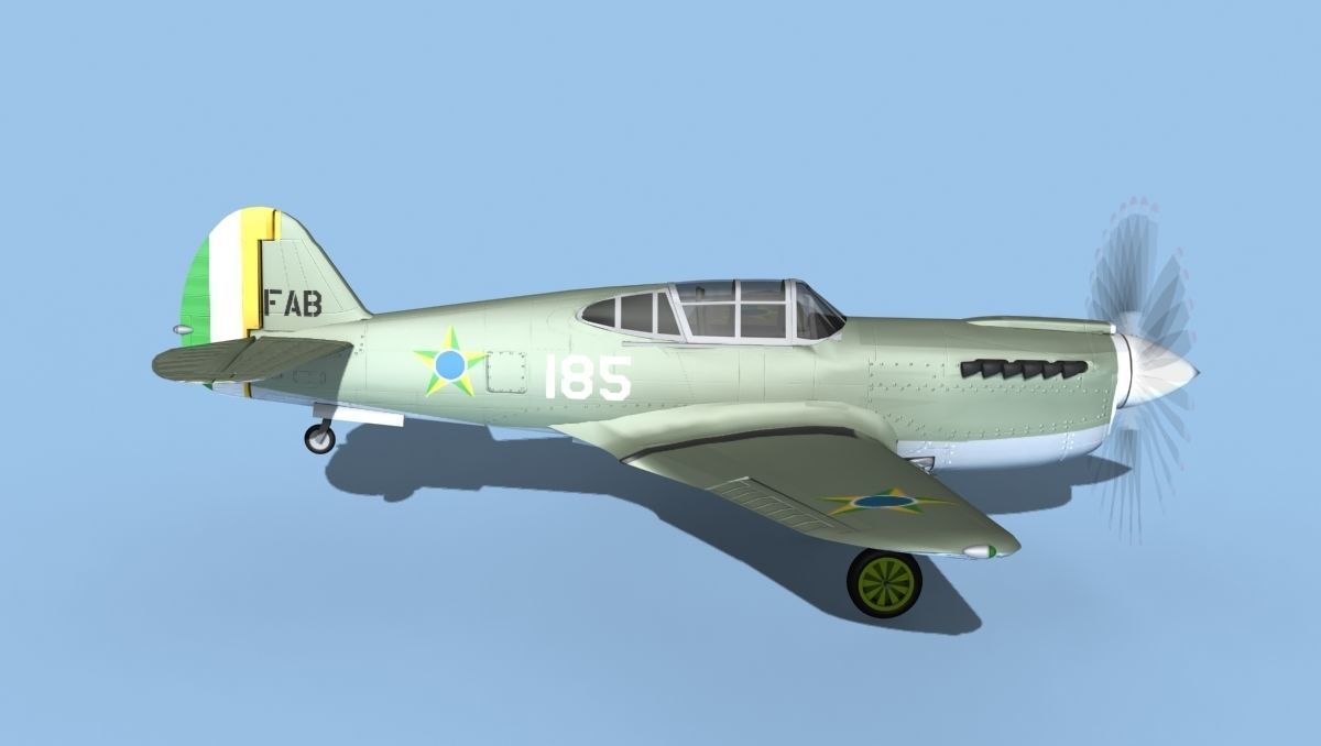Curtiss P-40F Tomahawk V18 Brazil 3D model_4