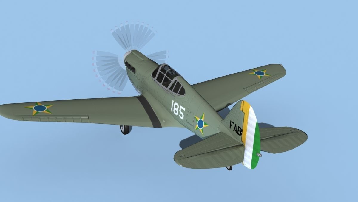 Curtiss P-40F Tomahawk V18 Brazil 3D model_7