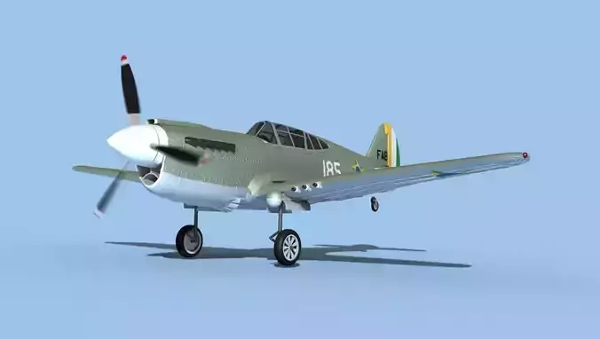 Curtiss P-40F Tomahawk V18 Brazil 3D model