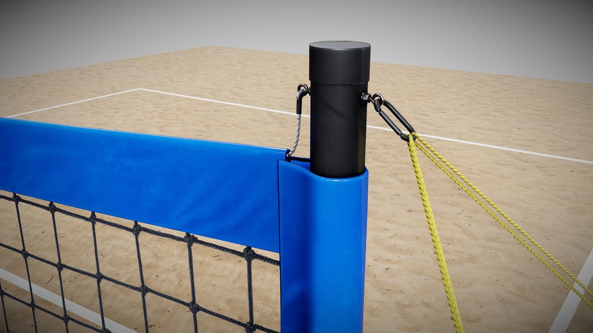 Volleyball Net with Volleyball Low-poly 3D model_2