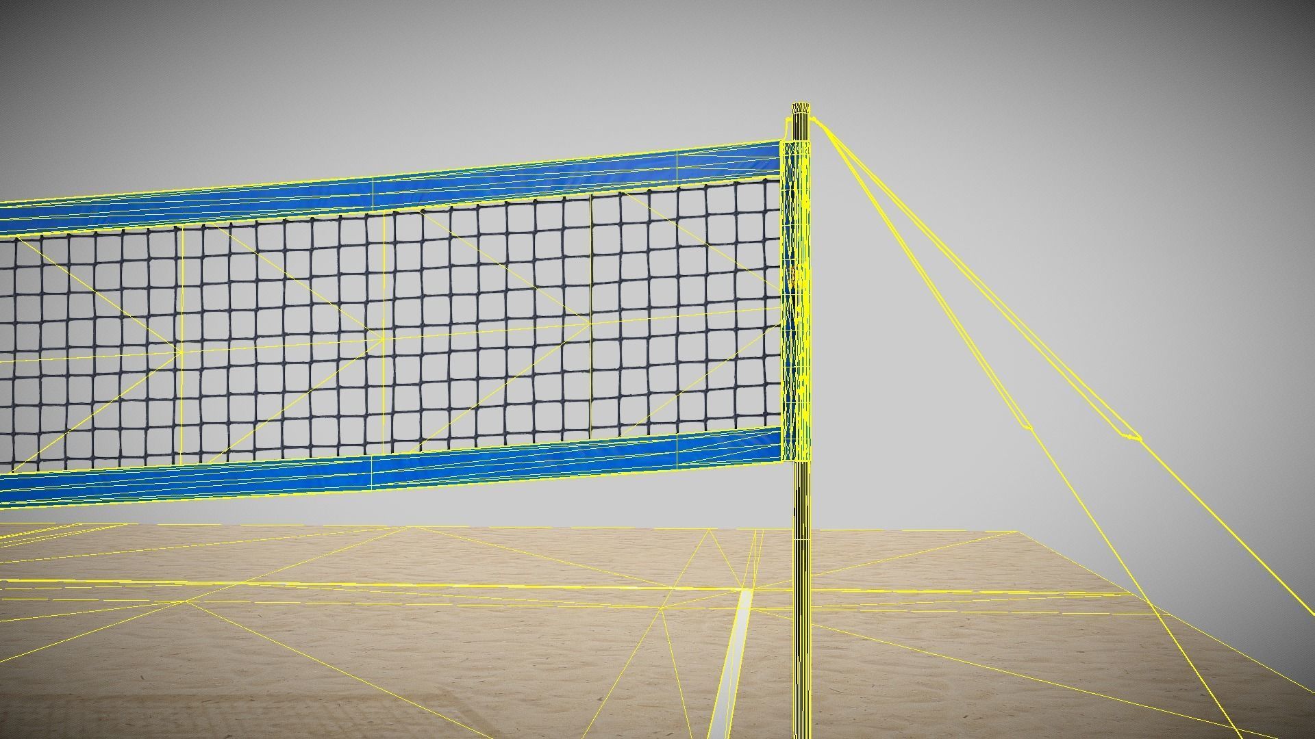 Volleyball Net with Volleyball Low-poly 3D model_10