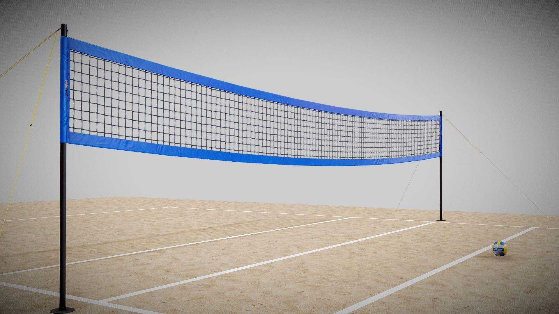 Volleyball Net with Volleyball Low-poly 3D model_3