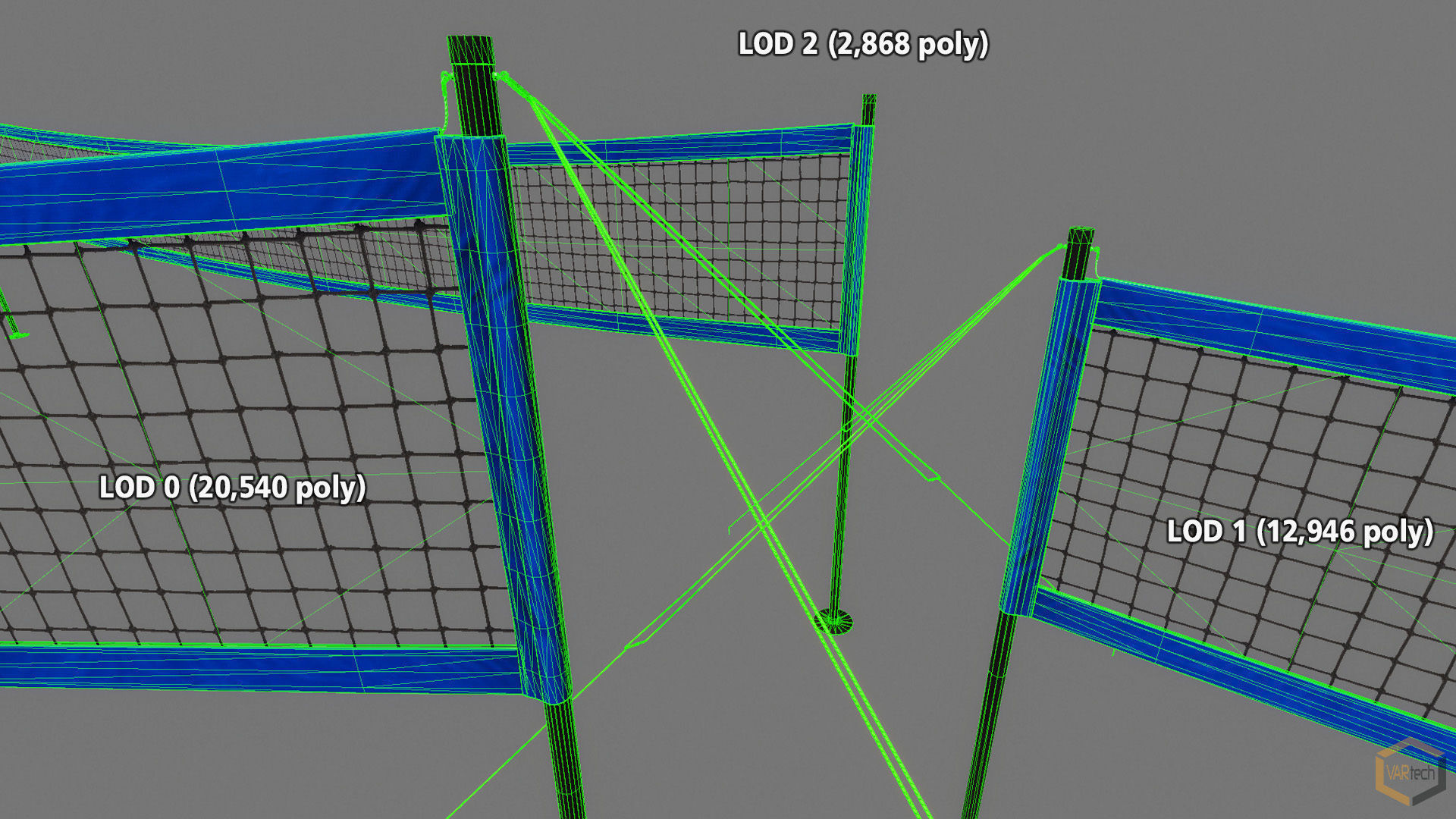 Volleyball Net with Volleyball Low-poly 3D model_8