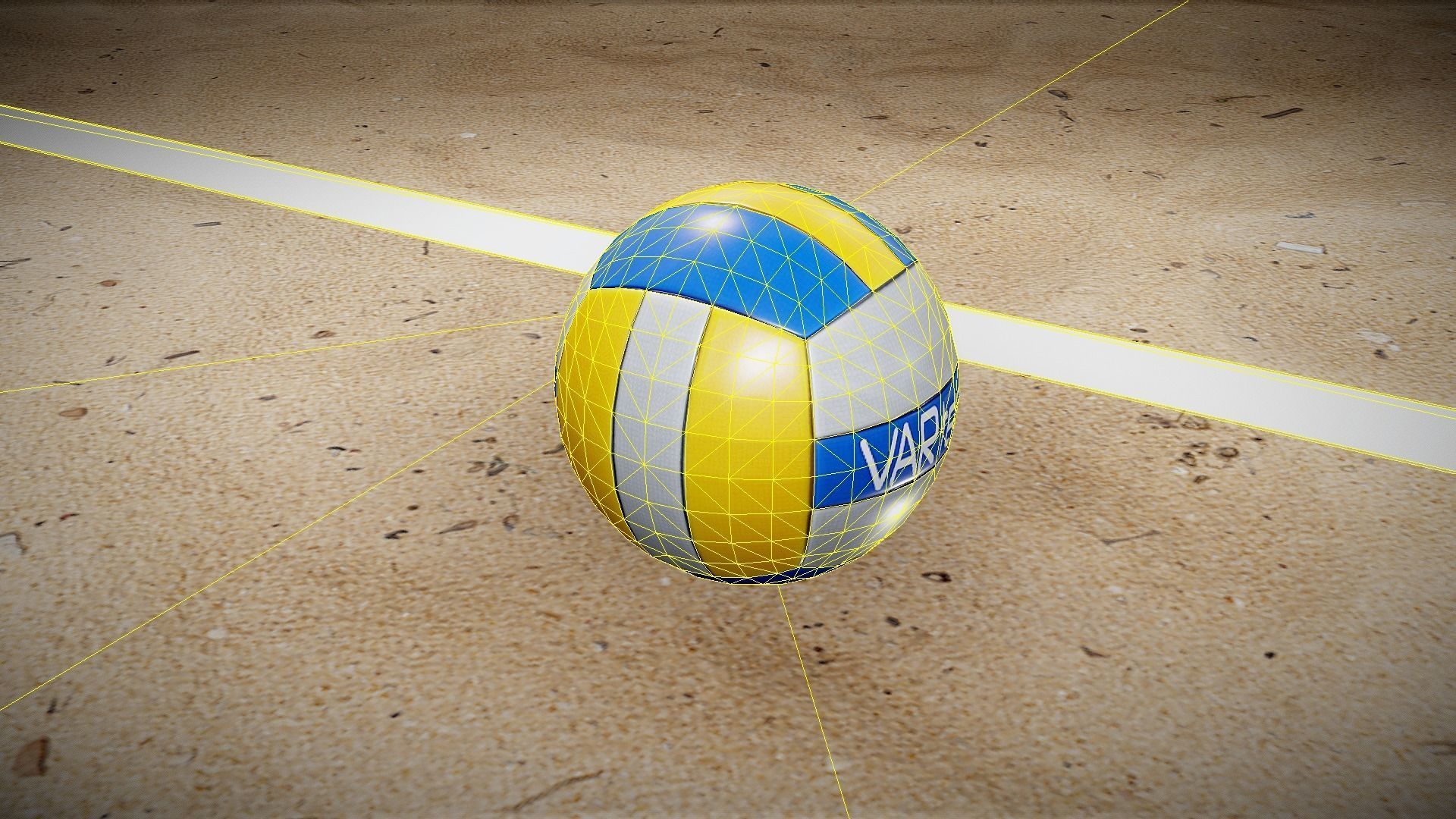 Volleyball Net with Volleyball Low-poly 3D model_11
