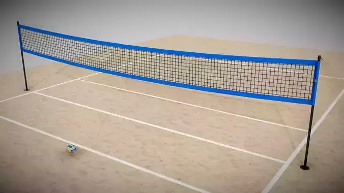 Volleyball Net with Volleyball Low-poly 3D model