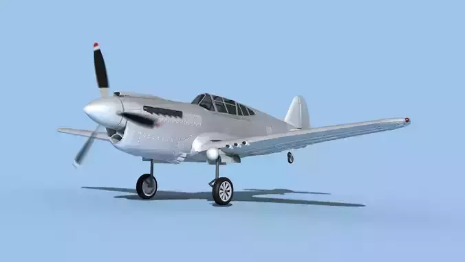 Curtiss P-40F Warhawk Bare Metal 3D model