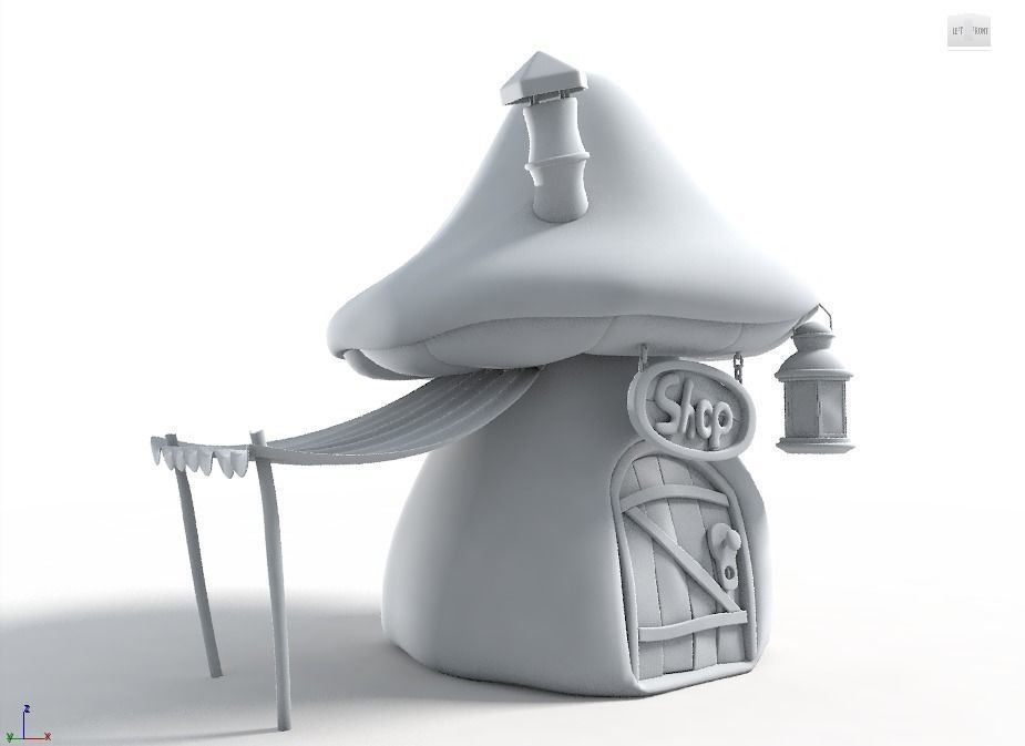 Mushroom house subdivision and  Low-poly 3D model_14